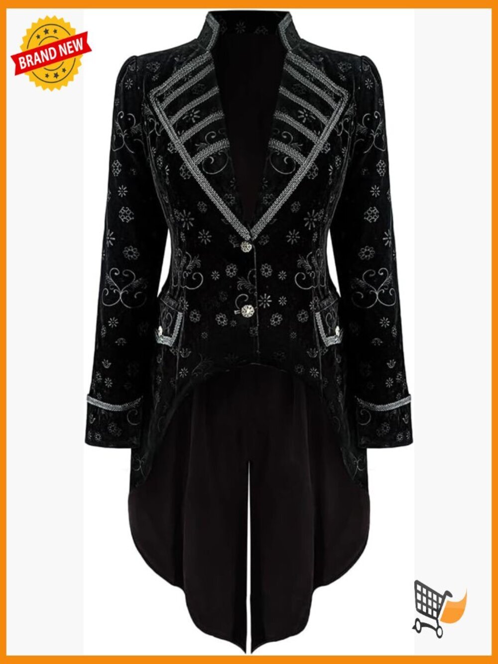 Medieval Retro Gothic Velvet Coat, Formal Casual Work Versatile